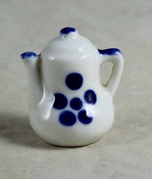 Miniature blue and white kettle