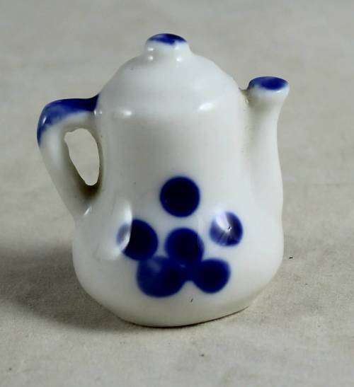 Miniature blue and white kettle