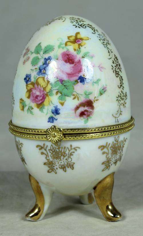 Porcelain Faberse style holder - pink roses motif