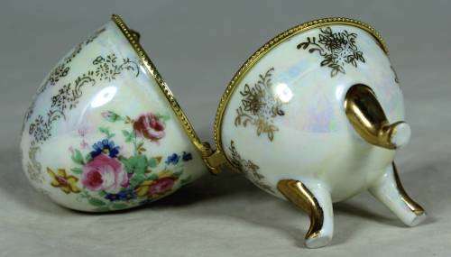 Porcelain Faberse style holder - pink roses motif