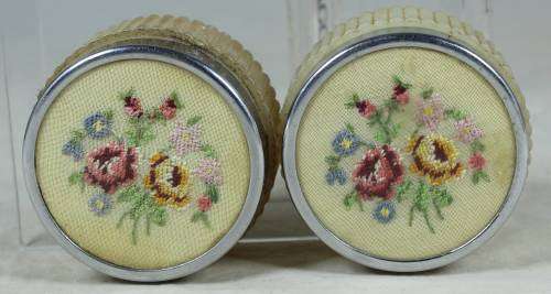 Pair of Needle Network Topped Containers - Act fast and bid now!