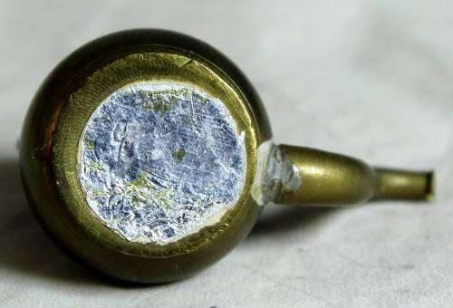 MINIATURE BRASS KETTLE WITH WOOD HANDLE - BID NOW!!!