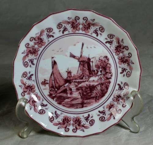 Pink Delft Creamer - Oude Molen with Plate - Beautiful! - Bid Now!!!