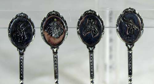 FOUR DELICATE ENGRAVED SMALL SPOONS - BID NOW!!!