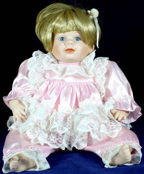 Porcelain Doll - Girl in Pink Satin Dress  - Beautiful!! - Bid Now!
