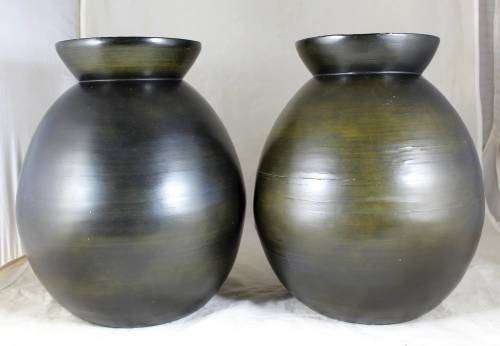 Pair of large bamboo vases