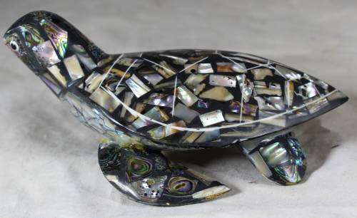 Molded tortoise with abalone look