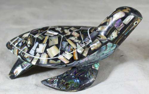 Molded tortoise with abalone look