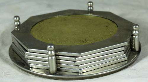 Set of five metal coasters