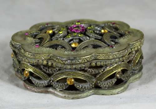 Small Bedazzled Metal Container - Low Price!! Bid Now!!