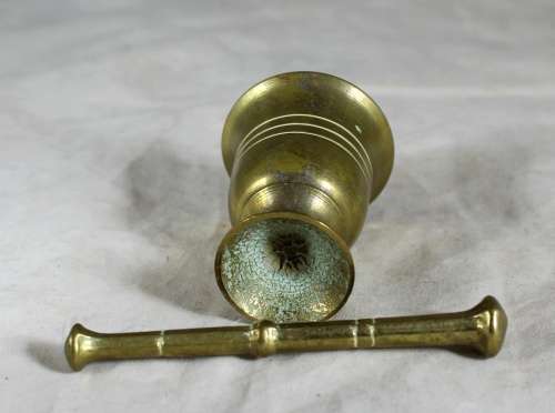 Miniature bronze mortar & pestle