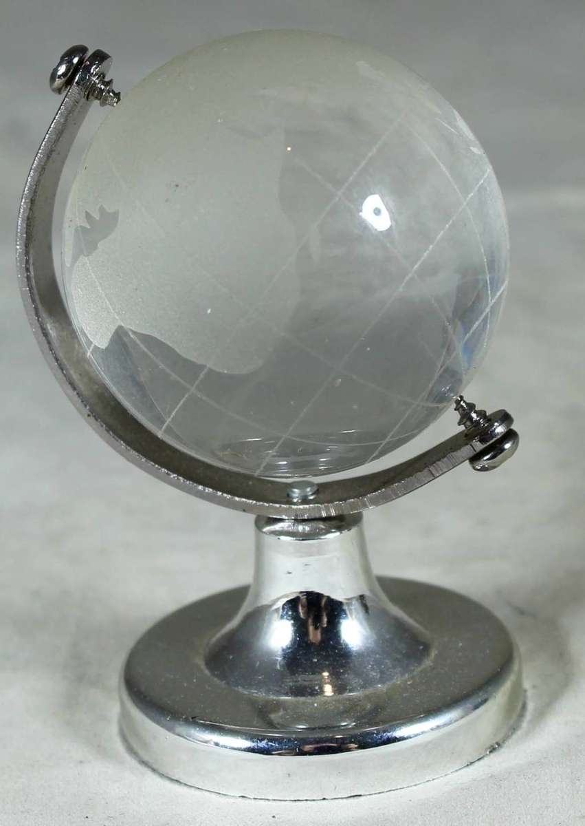 Miniature Glass World Map on Stand - Beautiful!!! BID NOW!!!!