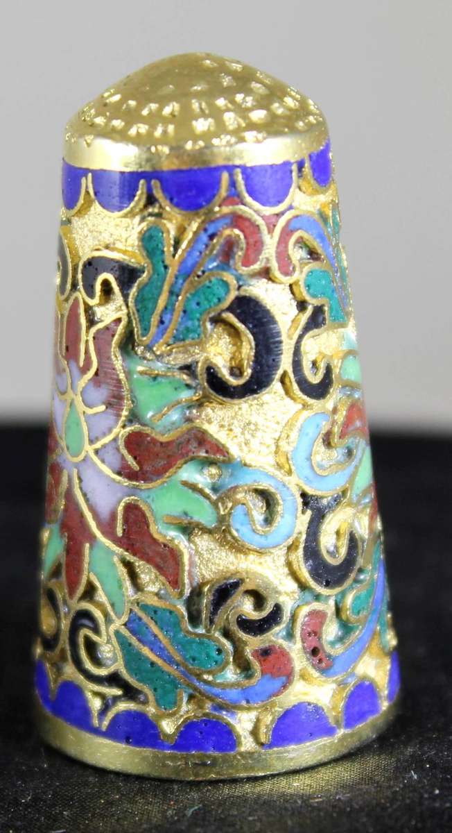 Collectible Thimble - Tall Cloisonne - Extensively Decorated - Act Fast!! Bid Now!!!