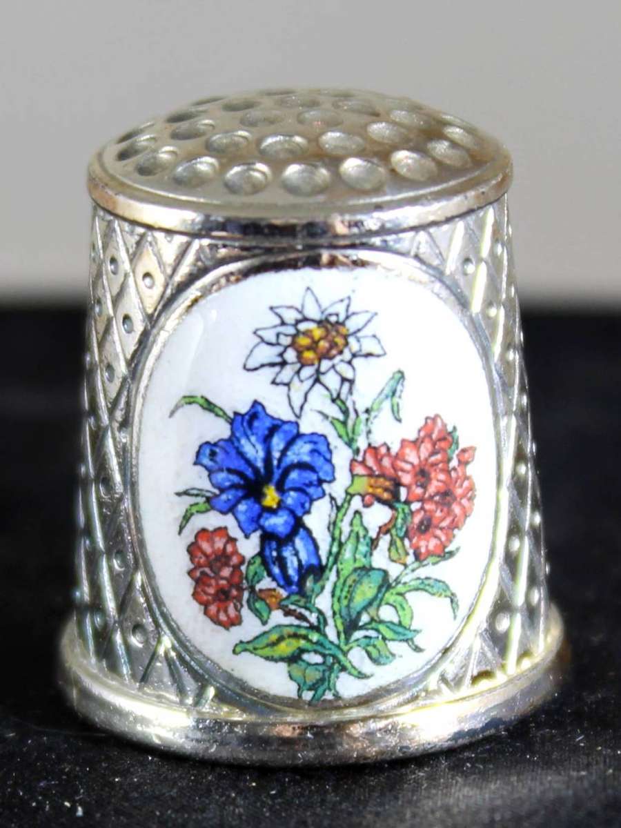 Collectible Thimble - Switzerland Silver Plated with Enamel - Act Fast!! Bid Now!!!