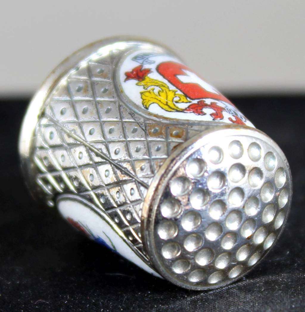 Collectible Thimble - Switzerland Silver Plated with Enamel - Act Fast!! Bid Now!!!