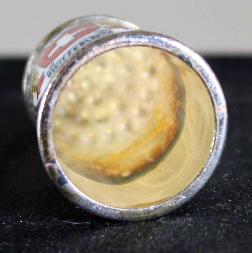 Collectible Thimble - Switzerland Silver Plated with Enamel - Act Fast!! Bid Now!!!