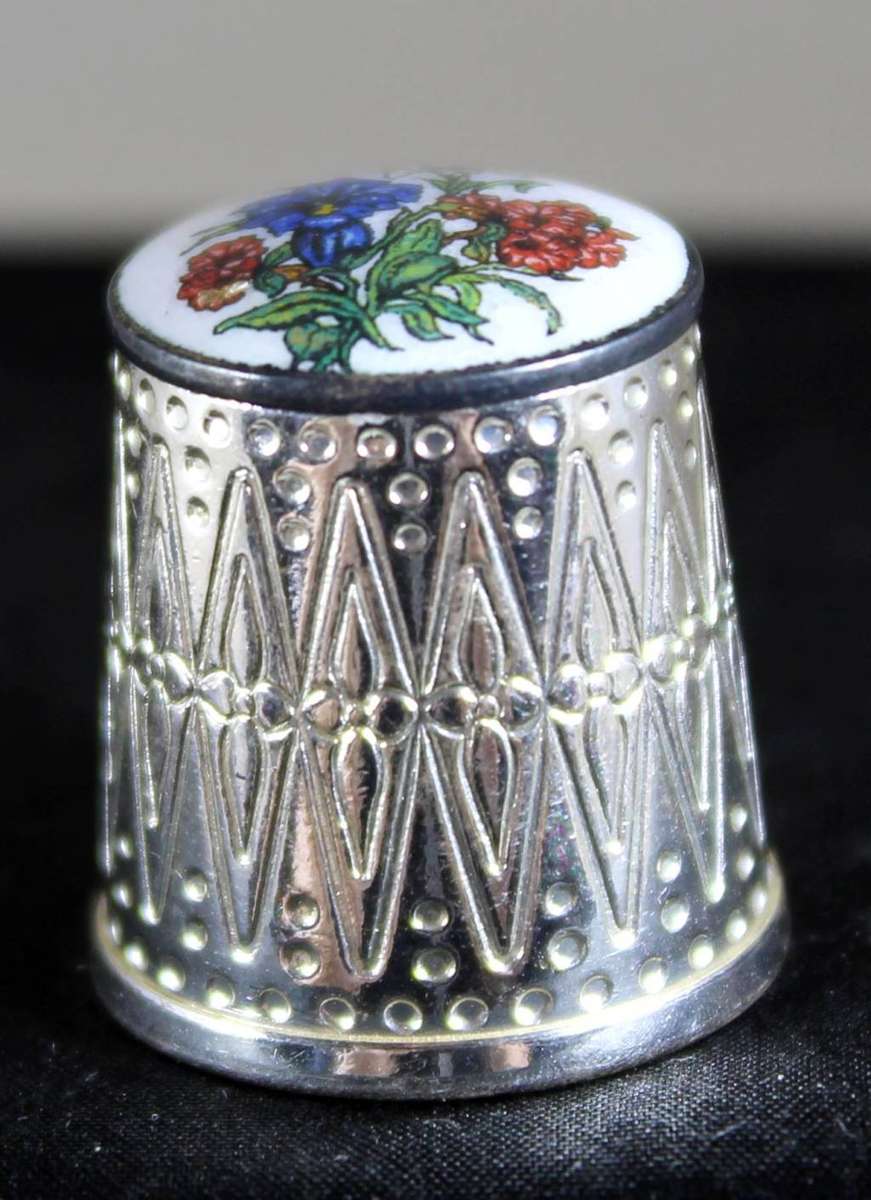 Collectible Thimble - West Germany Silver Plated with Enamel - Act Fast!! Bid Now!!!