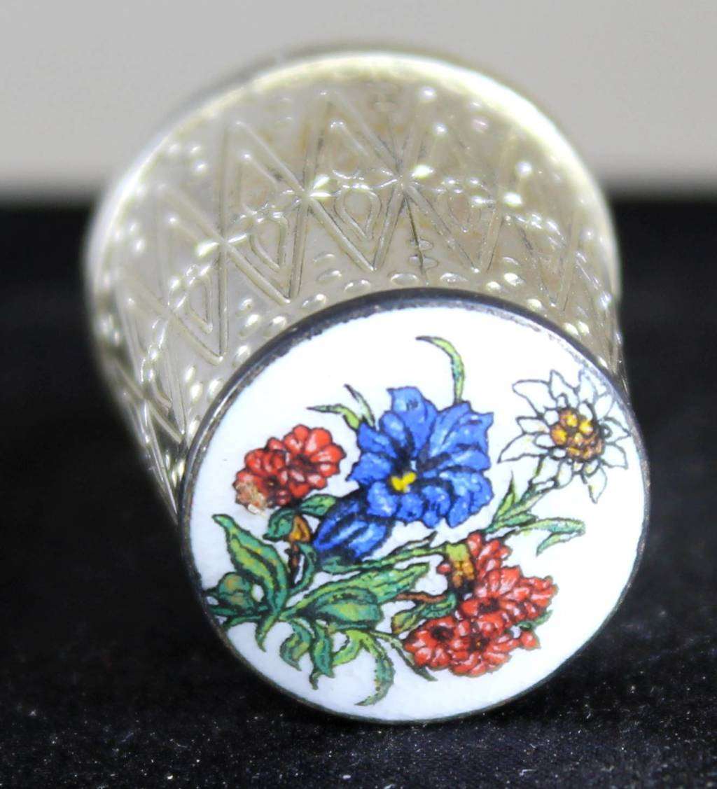 Collectible Thimble - West Germany Silver Plated with Enamel - Act Fast!! Bid Now!!!