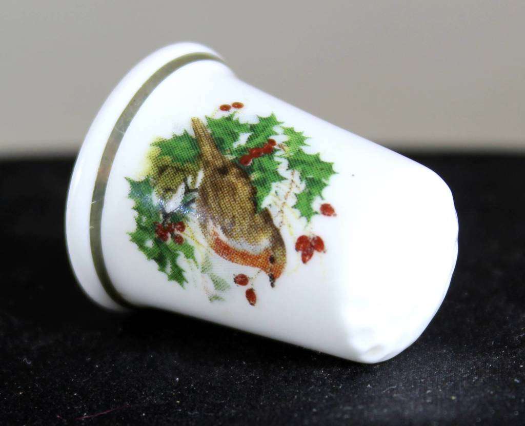 Collectible Thimble - Bird Amongst The Flowers - Made in England - Act Fast!! Bid Now!!!