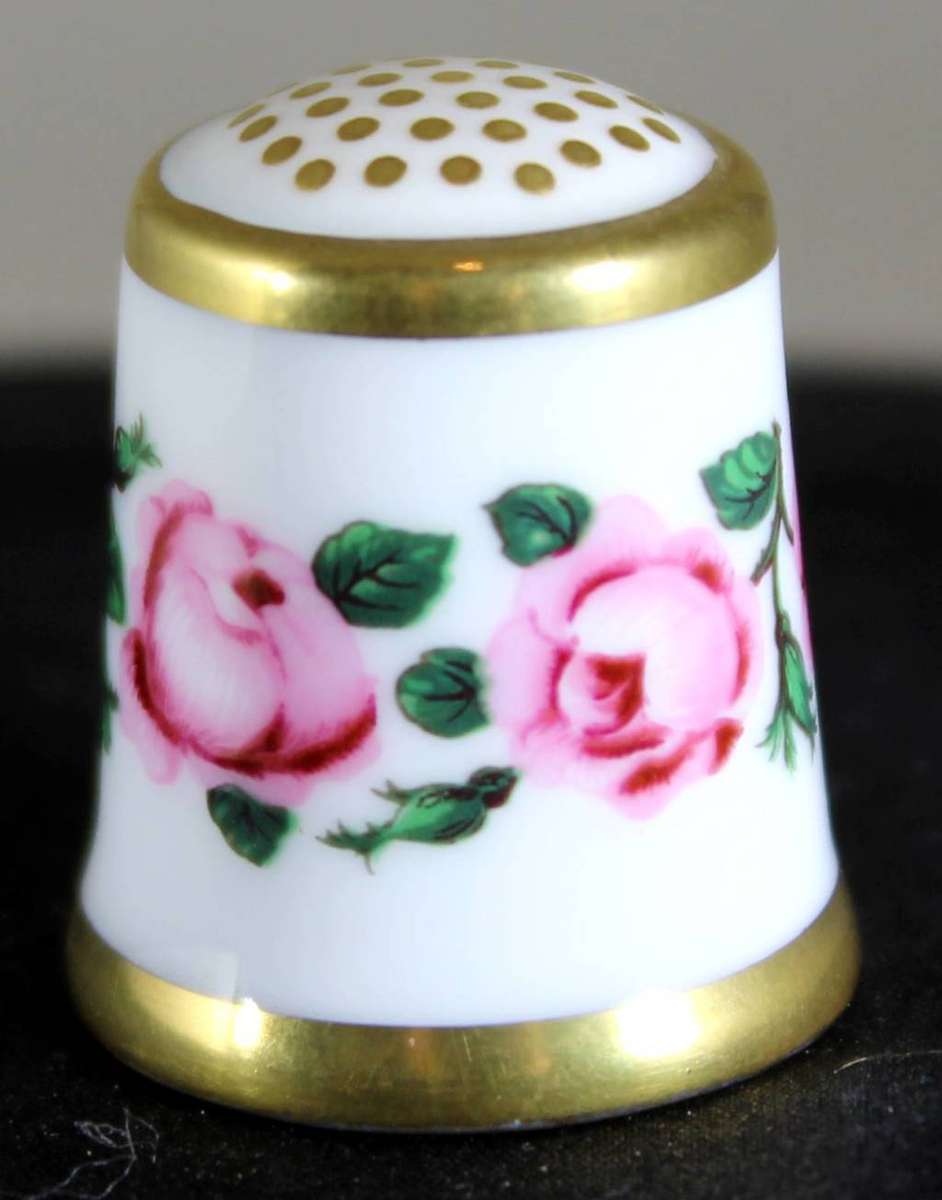 Collectible Thimble - Royal Crown Derby XLVIII - Pink Roses - Act Fast!! Bid Now!!!