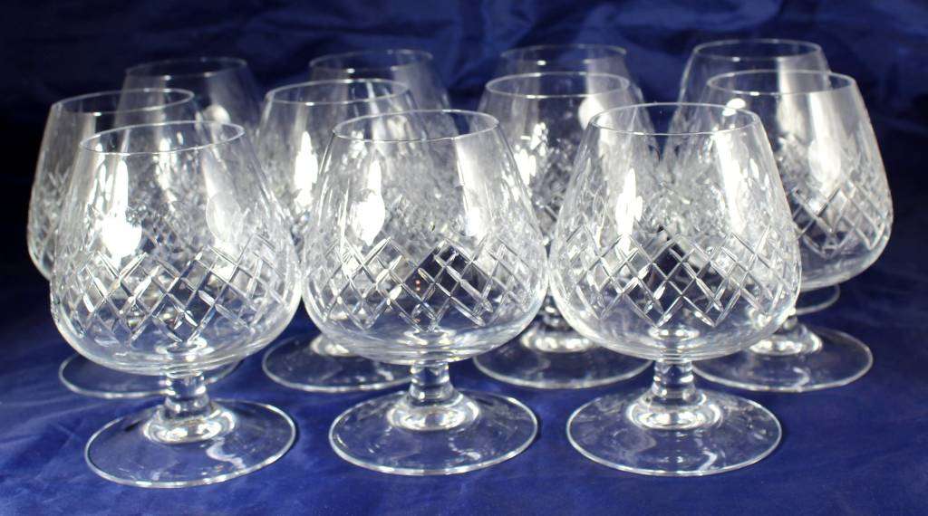 Set of 11 of Crystal Brandy Sniffers Glasses