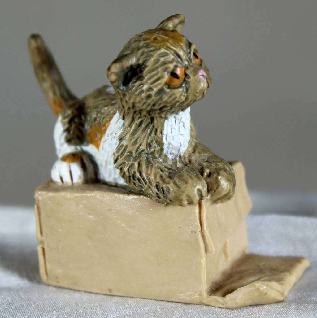 Miniature - Cat Laying on a Box - Act Fast!!! -BID NOW!!!