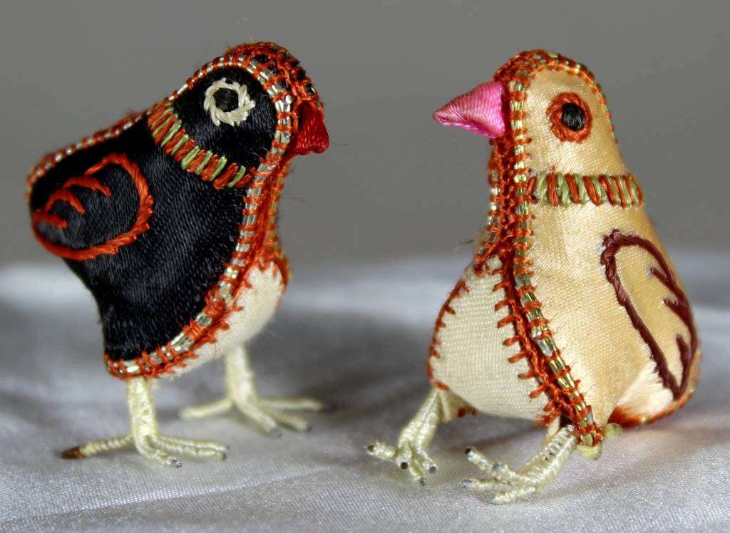 Miniature pair of chickens
