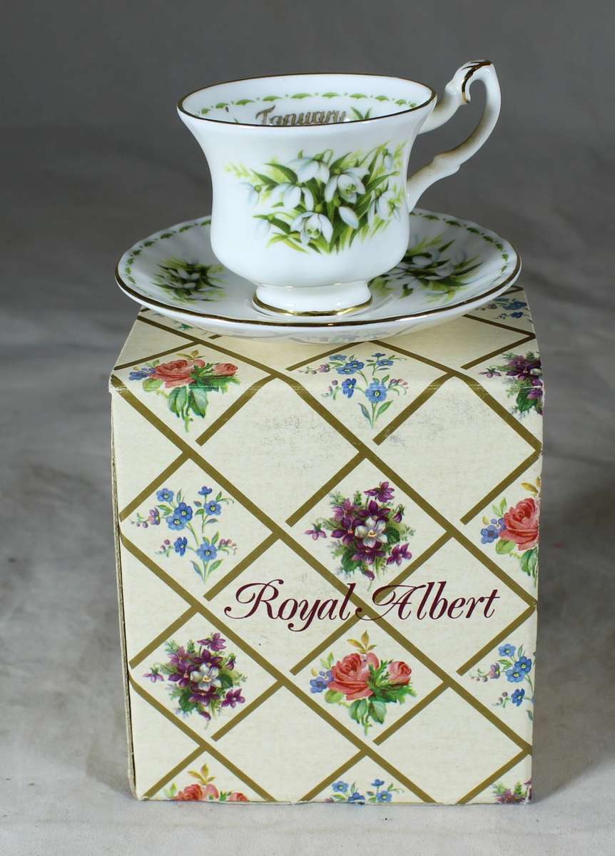 Royal Albert - Flower of the Month - Cup and Saucer -Duo- January - Miniature - Act Fast!! Bid Now!!