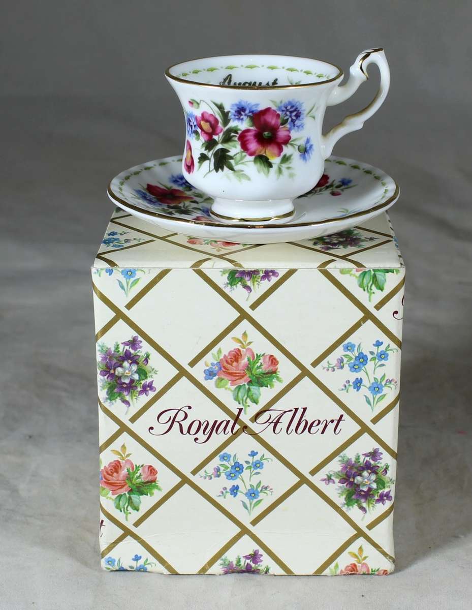 Royal Albert - Flower of the Month - Cup and Saucer -Duo- August - Miniature - Act Fast!! Bid Now!!