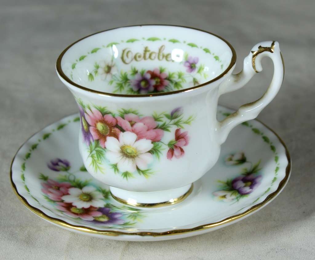 Royal Albert - Flower of the Month - Cup and Saucer-Duo- October - Miniature - Act Fast!! Bid Now!!