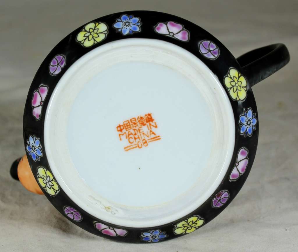 Little Black Teapot with Flowers - Bid Now!!!