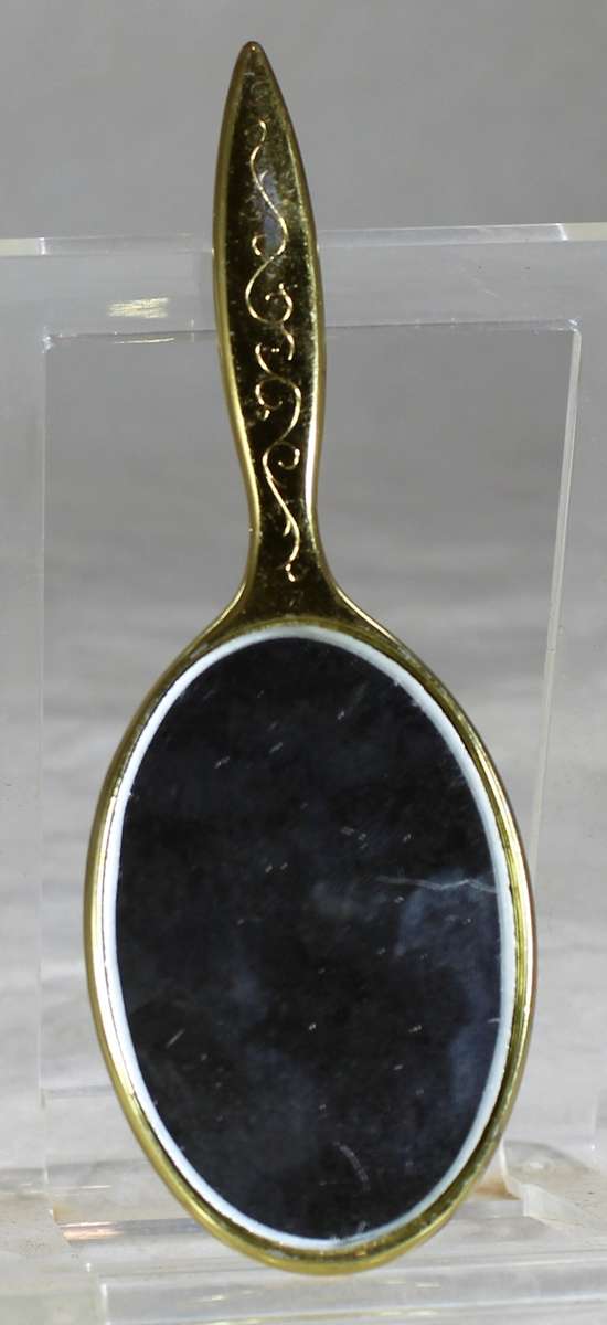 Little Hand Mirror with Needlepoint Back - Bid Now!!!