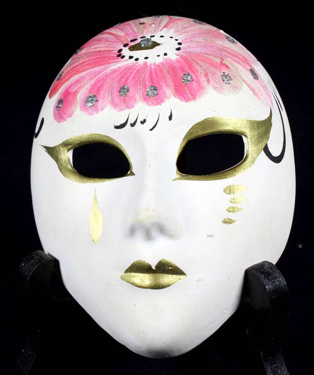 Small opera mask - Pink feathers