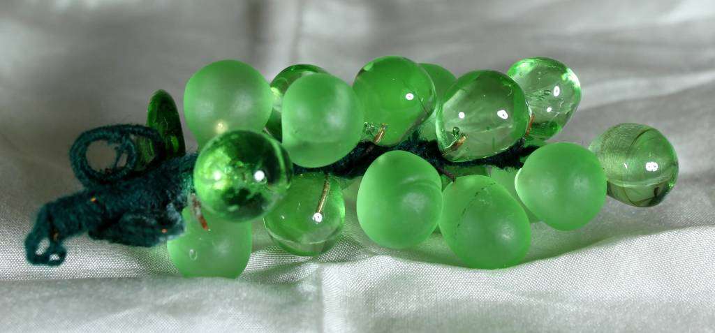 Lime Green Clear and Frosted Glass Grapes