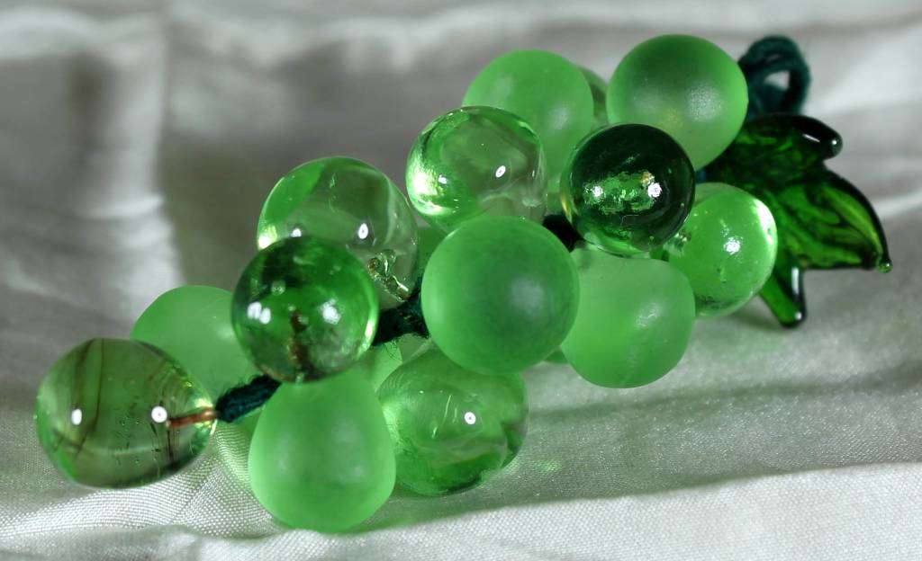 Lime Green Clear and Frosted Glass Grapes