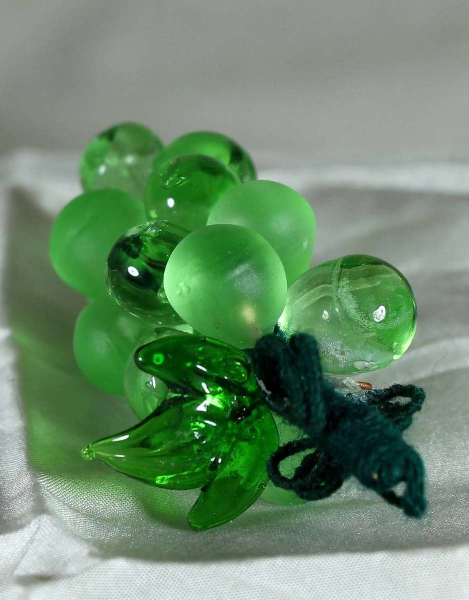 Lime Green Clear and Frosted Glass Grapes