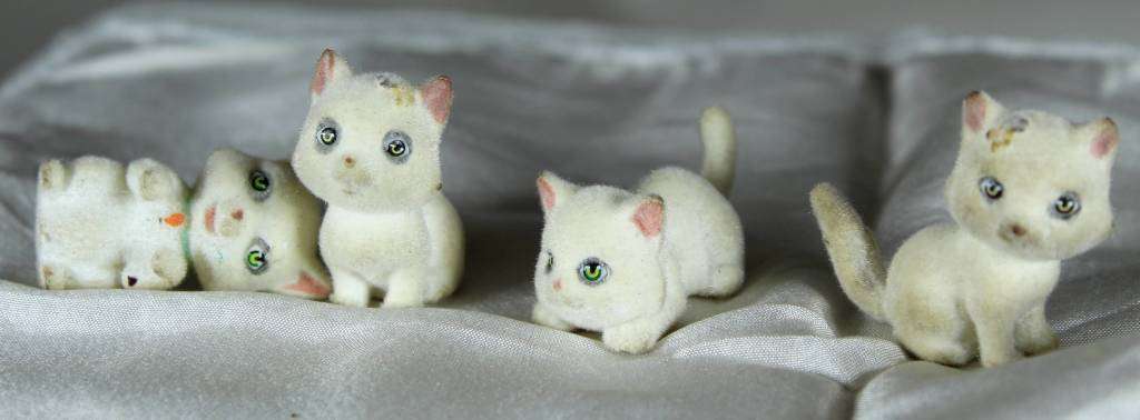 Four white kittens felted/suede