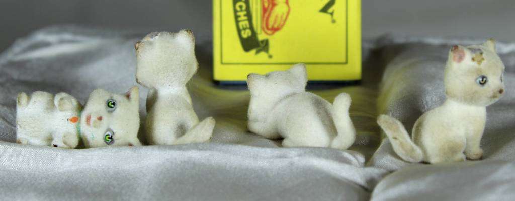 Four white kittens felted/suede