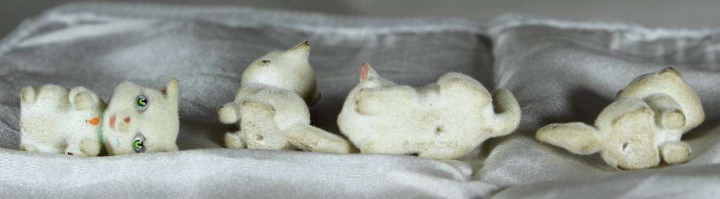 Four white kittens felted/suede
