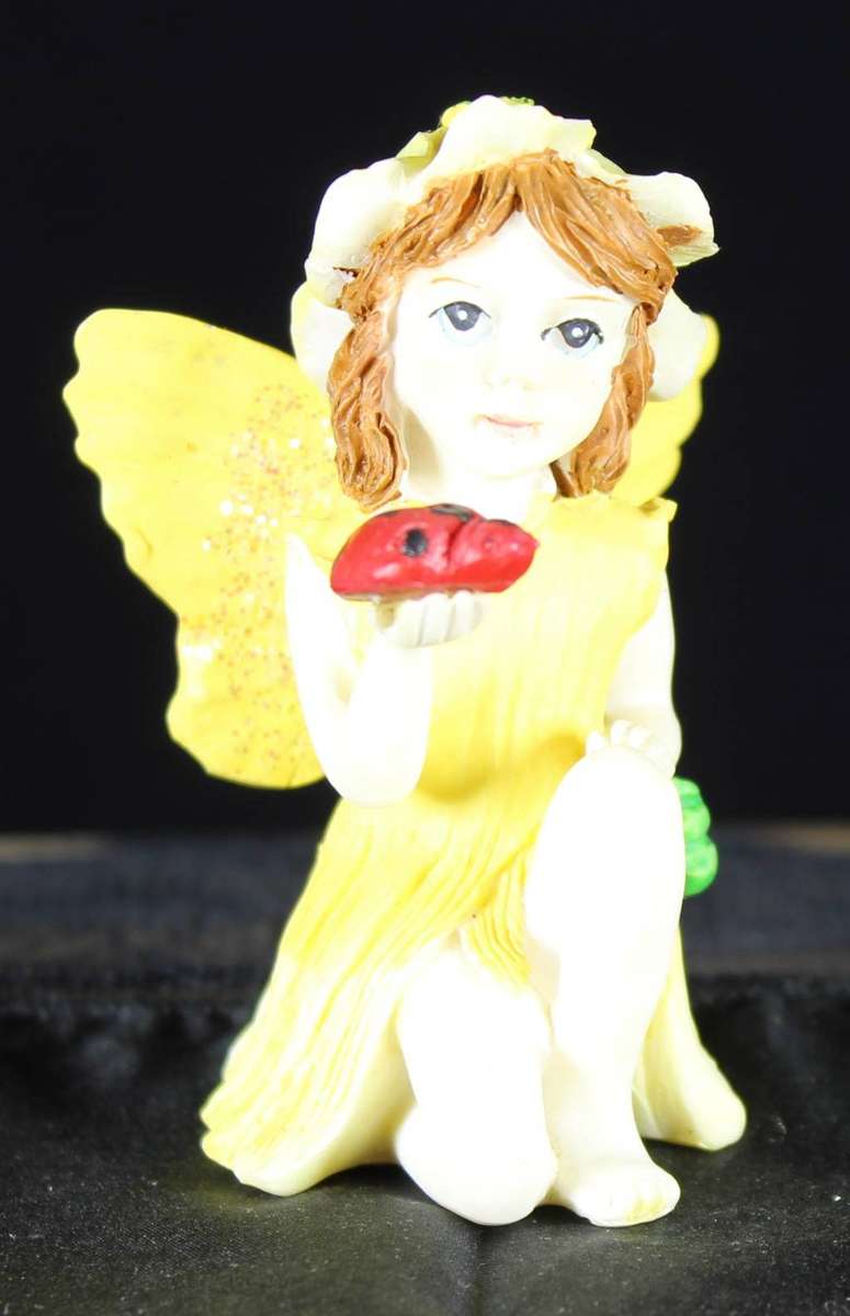 Flower fairy - yellow wings with ladybug