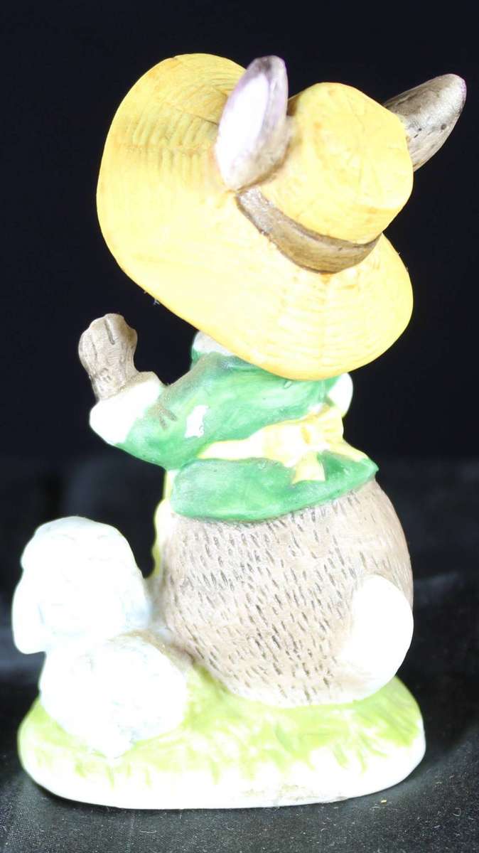 Netsuke 1970 rabbit with bonnet shepherdess with little lamb