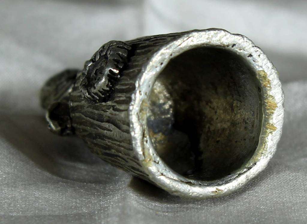 English Pewter (Pseudo) Thimble - Owls - Bid Now!!!