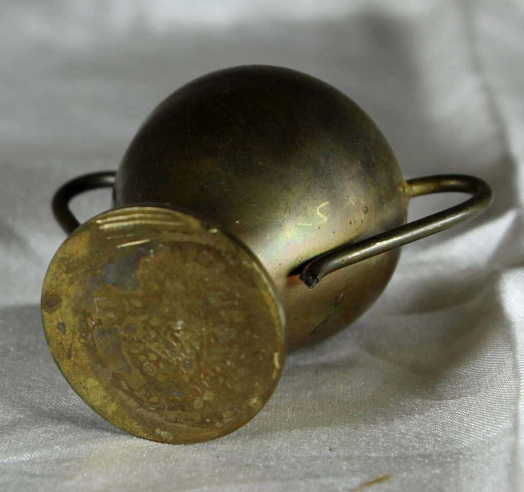 Miniature brass two handled vase