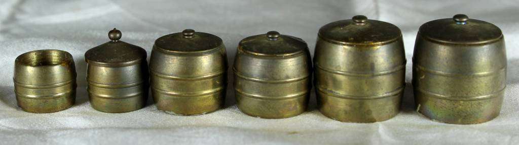 Miniature brass graduated barrel set
