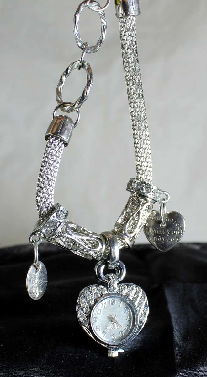 Quartz - Silver Bracelet Watch with Charms - A stunner!