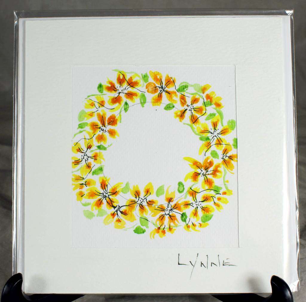Lynne Jackson - orange & yellow wreath - watercolor greeting card
