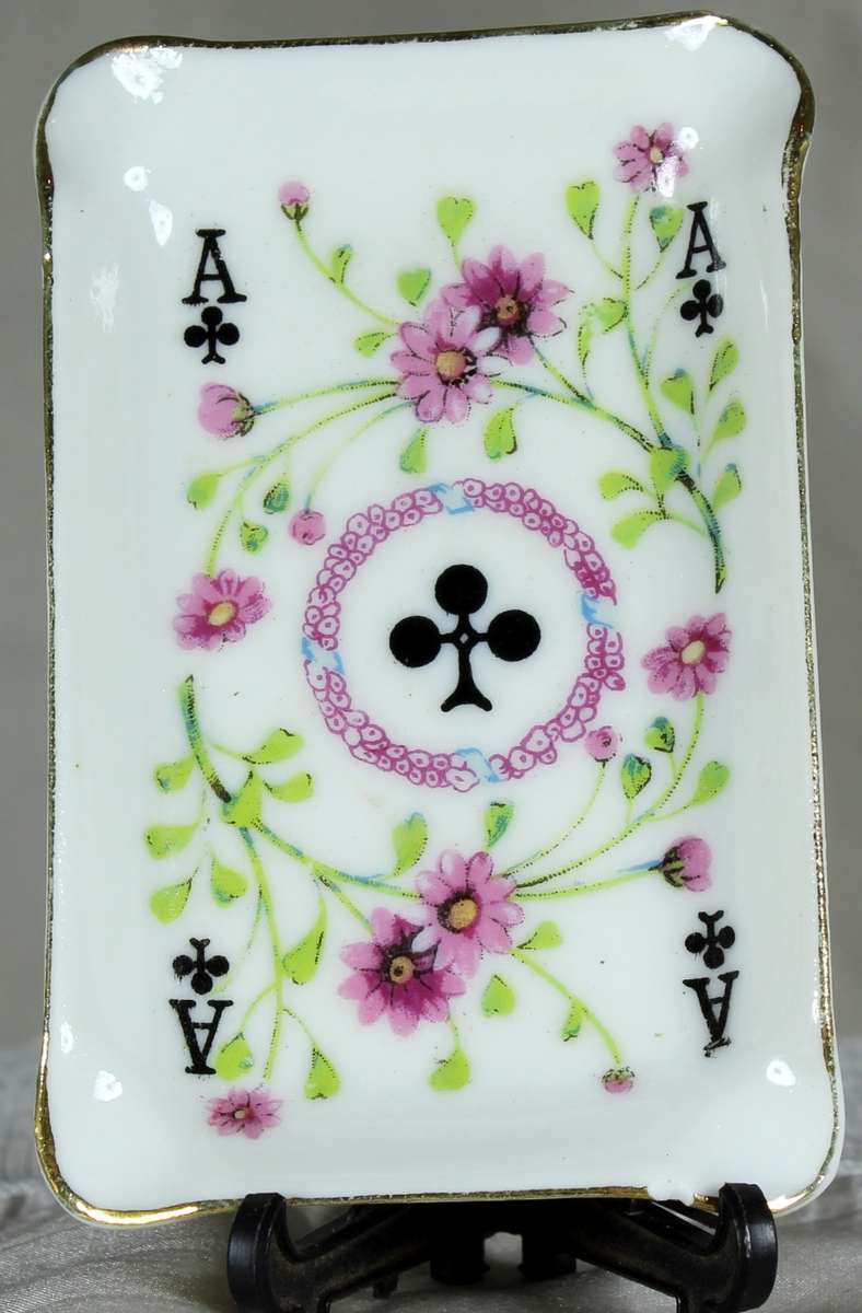 Set of Hand-painted Porcelain Trinket Dishes in Holder