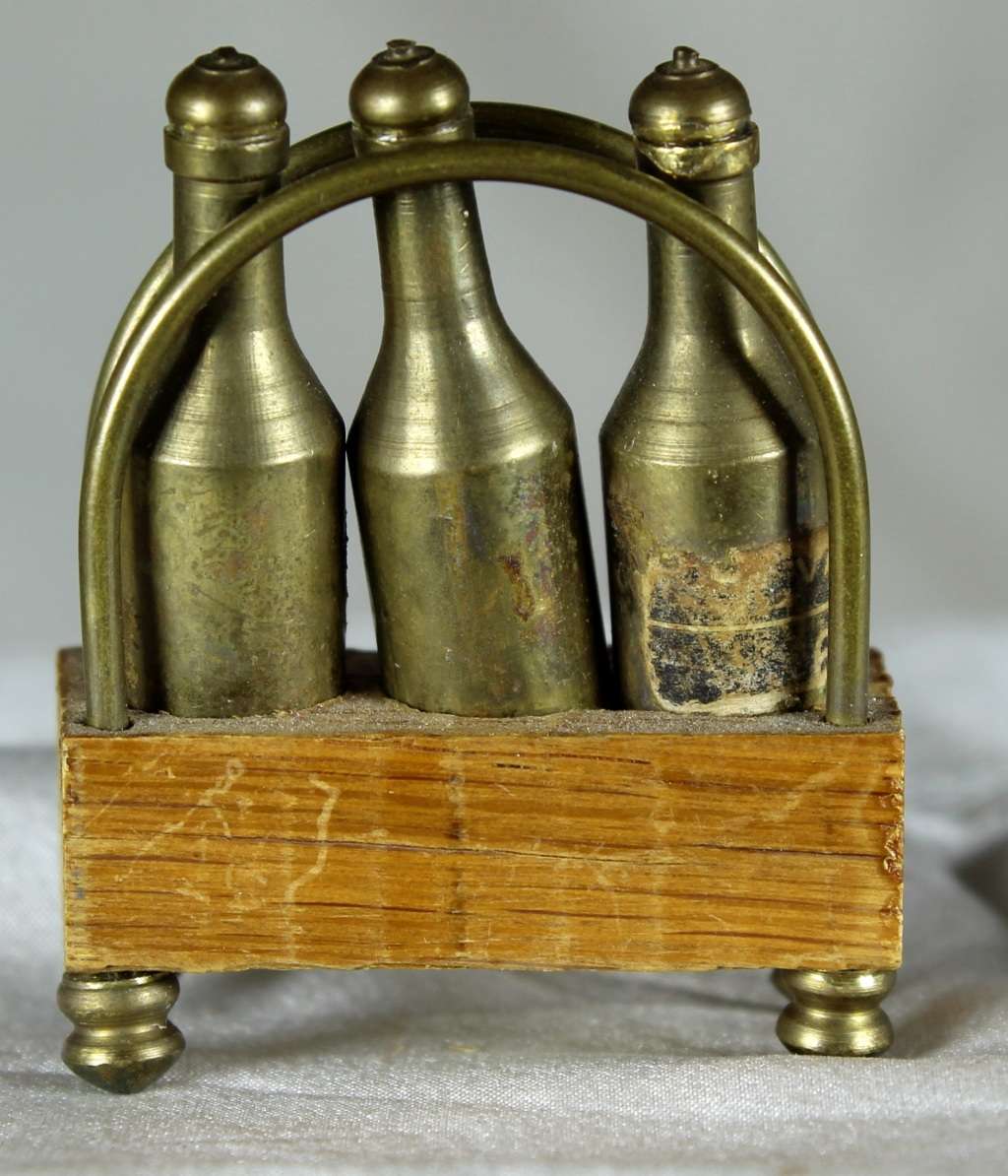 Miniature brass liquor Tantalus