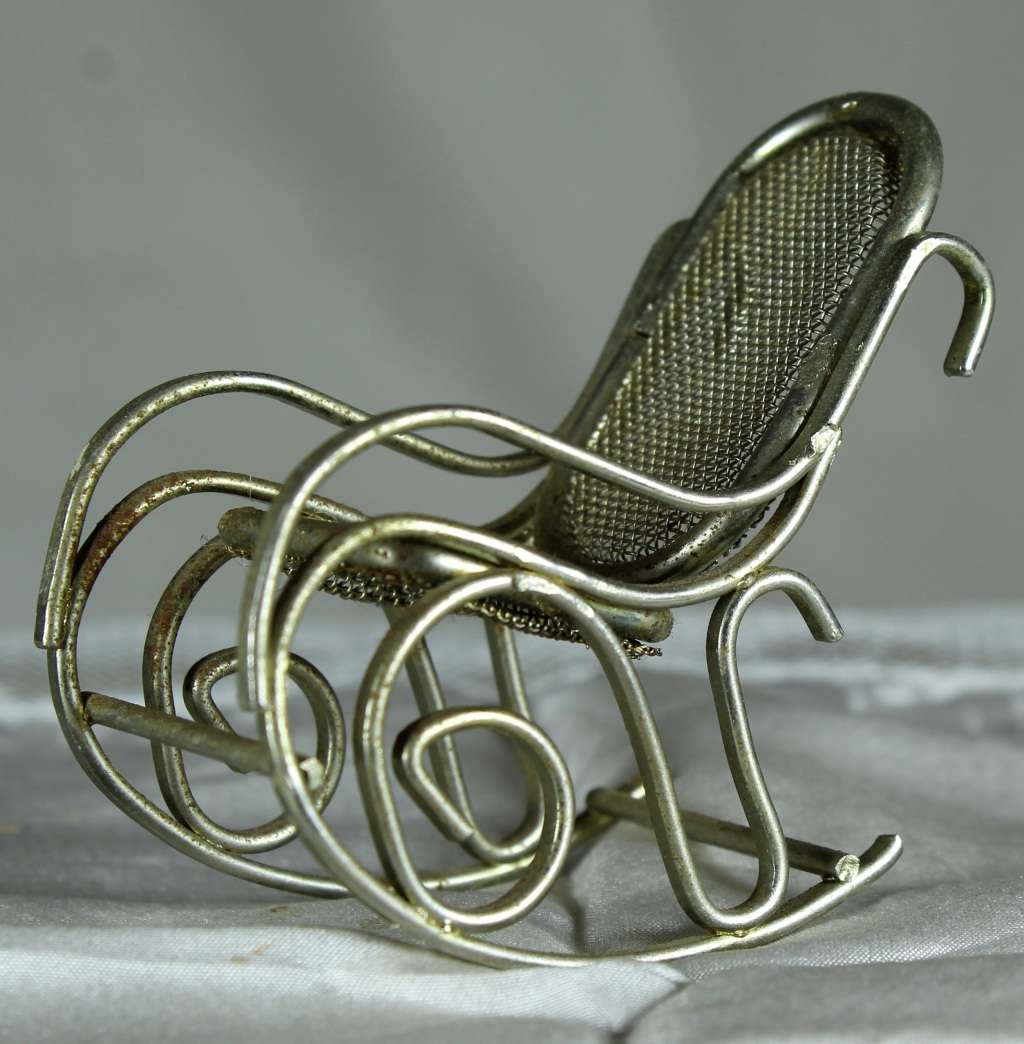 Miniature silver plated rocking chair
