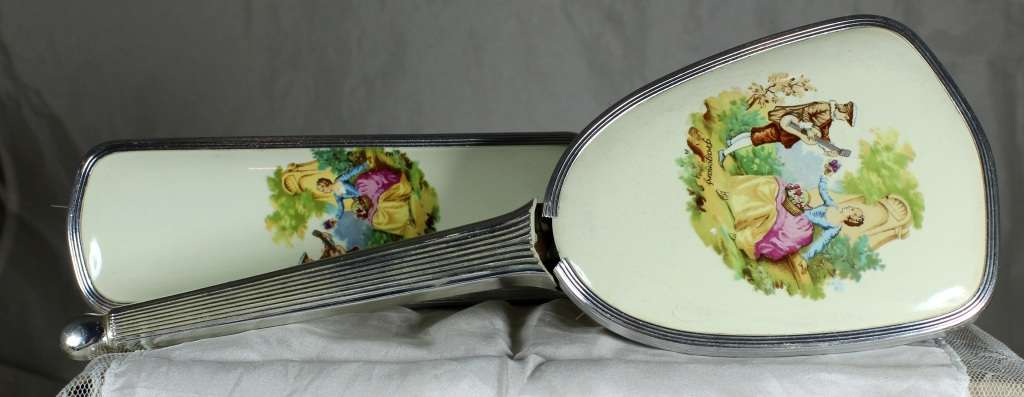 Pair of Vintage Brushes with Victorian Scene - Low Price!! - Bid Now!!!